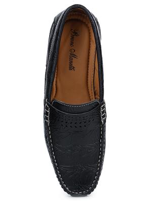 black synthetic slip on loafers - 17257114 - Standard Image - 4