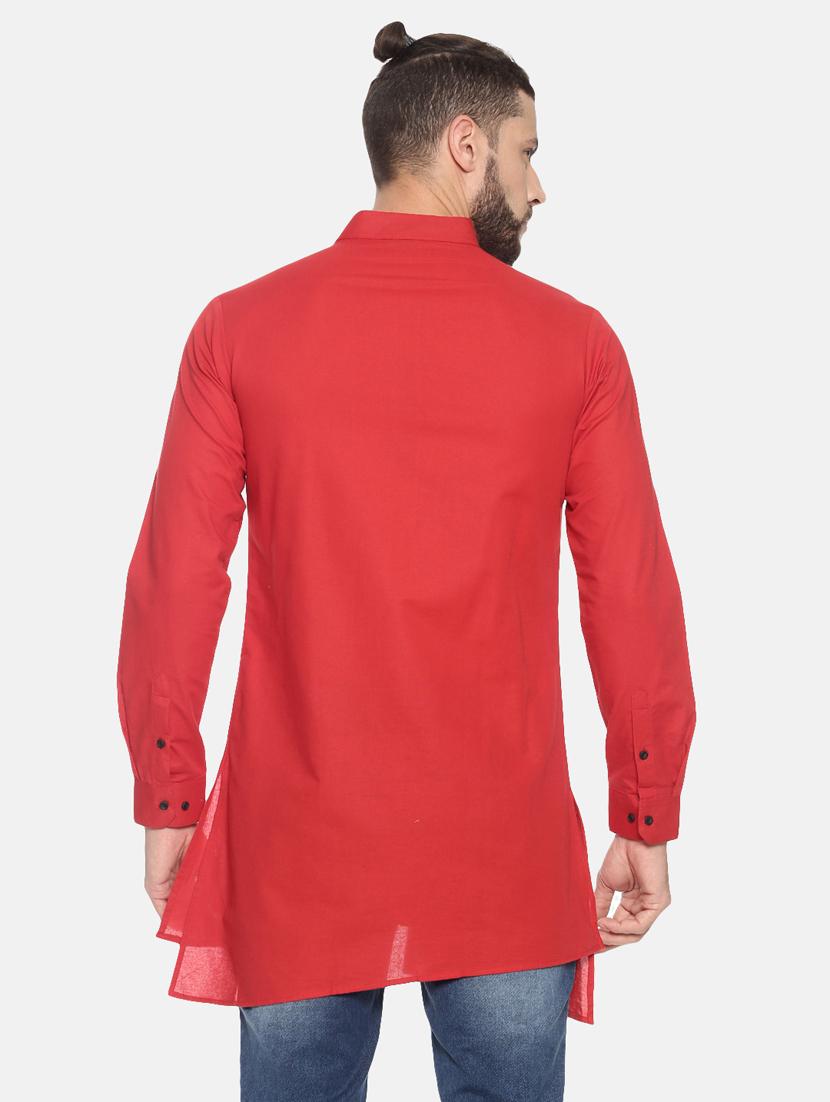 red solid asymmetric kurta - 17257604 - Zoom Image - 3