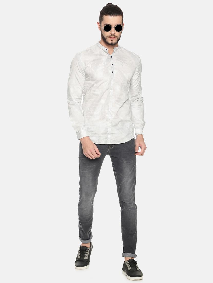 grey printed short kurta - 17257614 - Zoom Image - 4