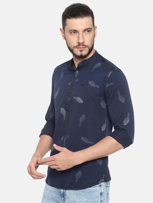navy blue printed short kurta - 17257615 - Standard Image - 2