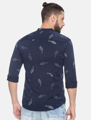 navy blue printed short kurta - 17257615 - Standard Image - 3