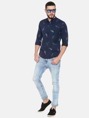 navy blue printed short kurta - 17257615 - Standard Image - 4