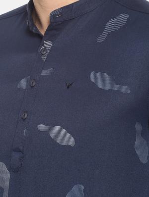 navy blue printed short kurta - 17257615 - Standard Image - 5