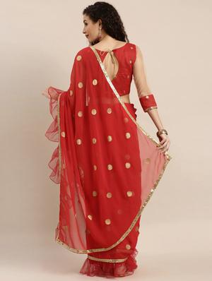 ruffle embroidered saree with blouse - 17257803 - Standard Image - 2