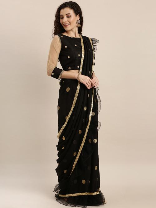 ruffle embroidered saree with blouse - 17257805 - Standard Image - 1