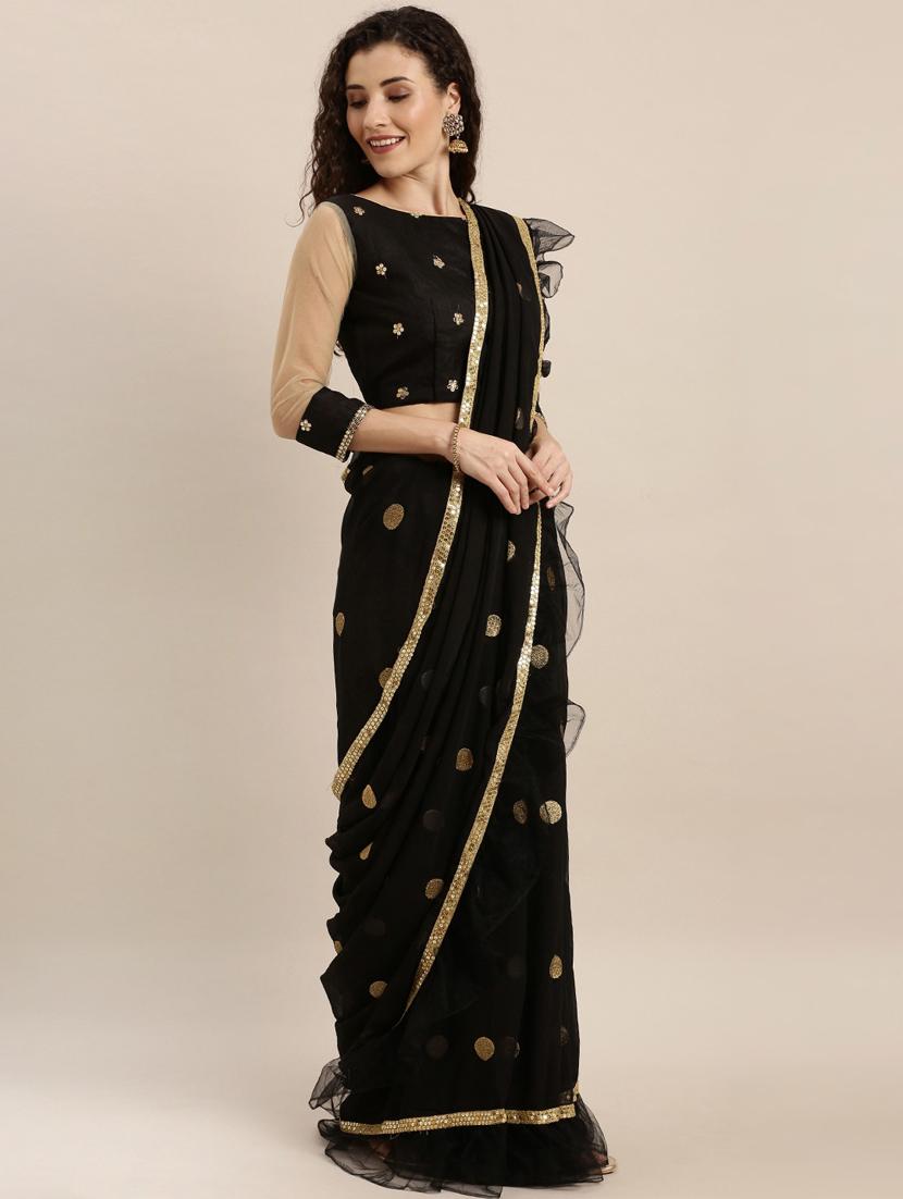 ruffle embroidered saree with blouse - 17257805 - Zoom Image - 1