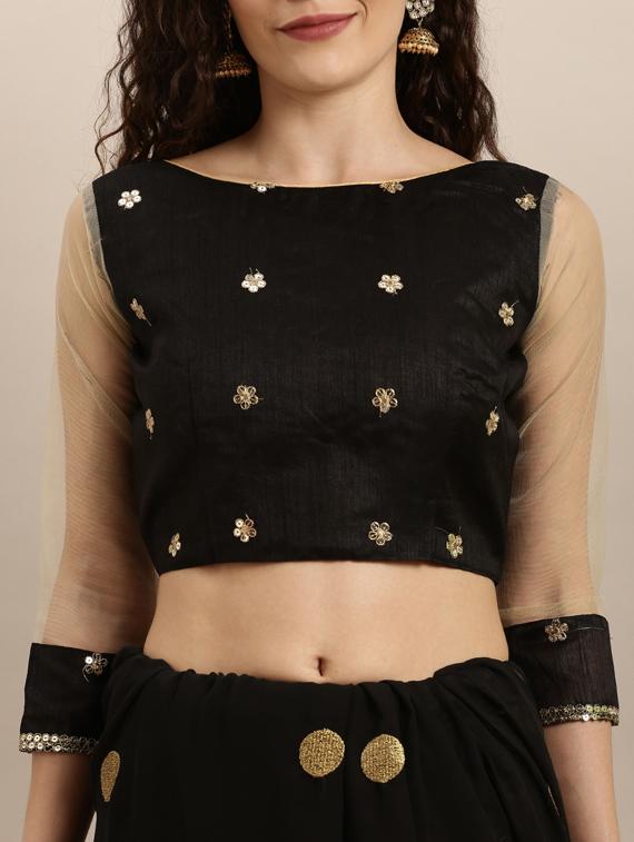ruffle embroidered saree with blouse - 17257805 - Zoom Image - 3