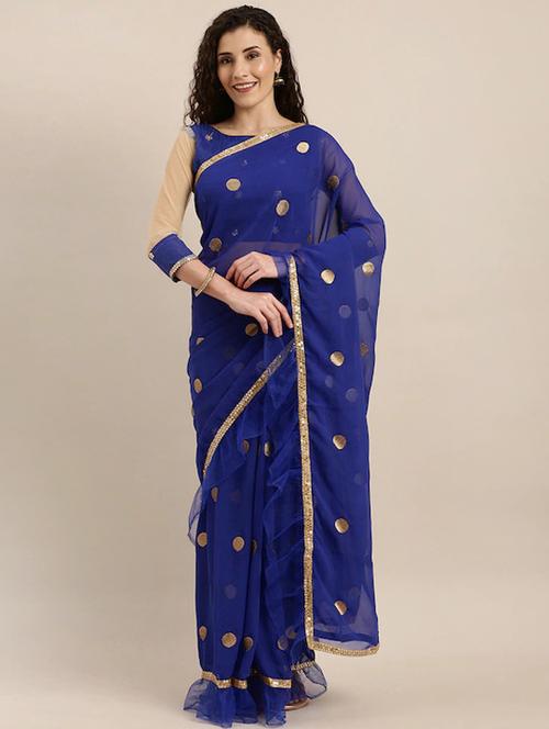 ruffle embroidered saree with blouse - 17257806 - Standard Image - 1