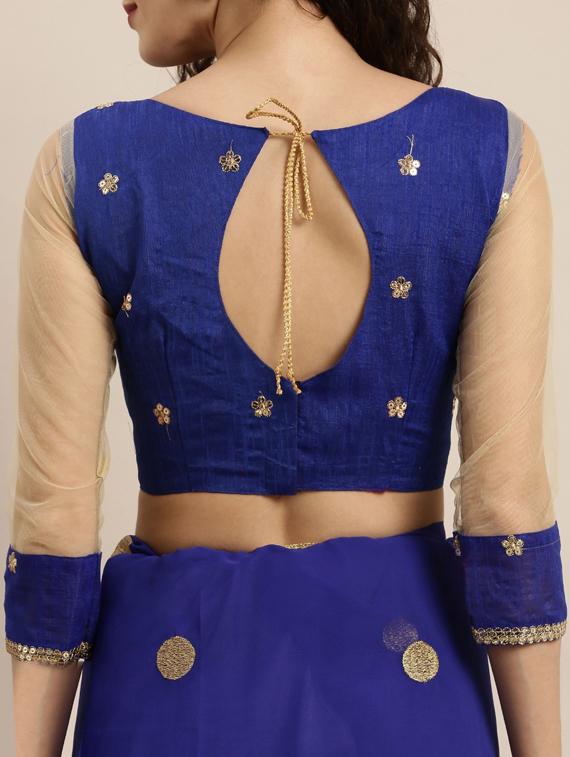 ruffle embroidered saree with blouse - 17257806 - Zoom Image - 4