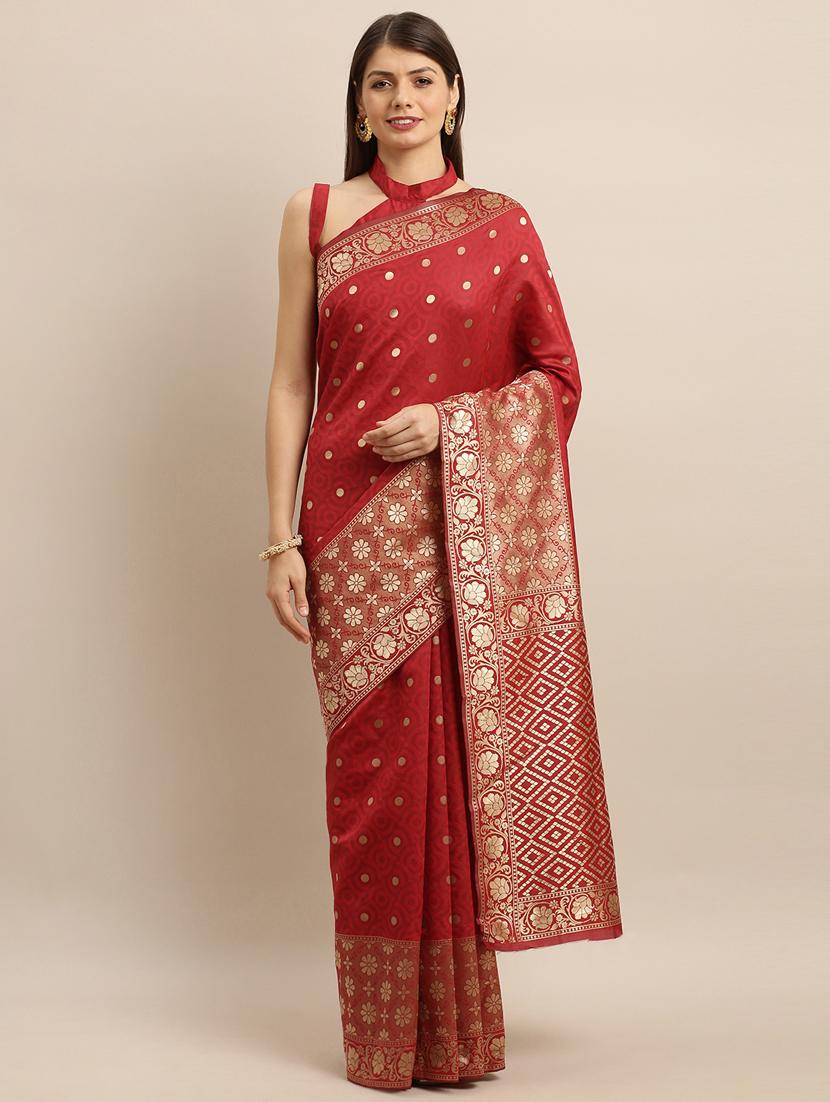 self design banarasi saree with blouse - 17257810 - Zoom Image - 1