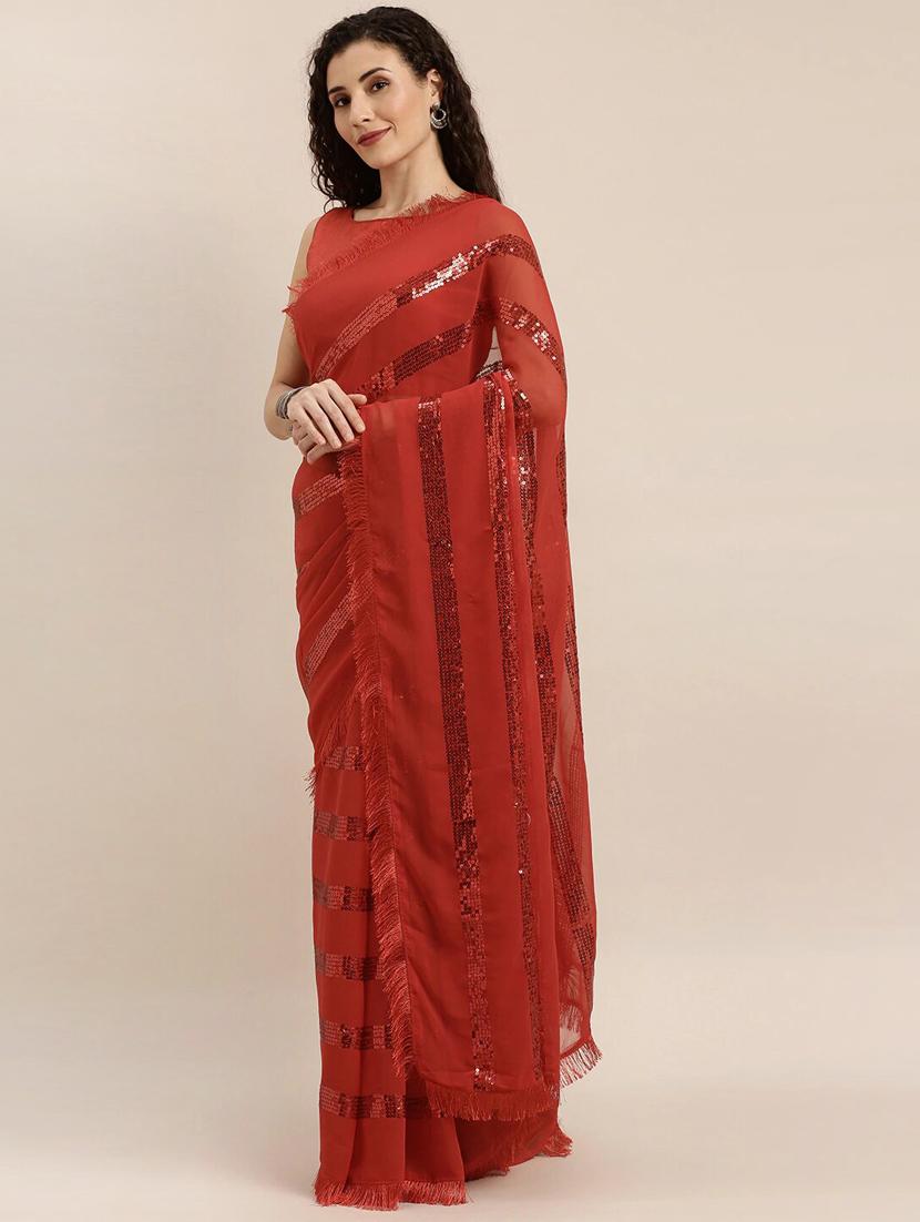 fringes fusion saree with blouse - 17257827 - Zoom Image - 1
