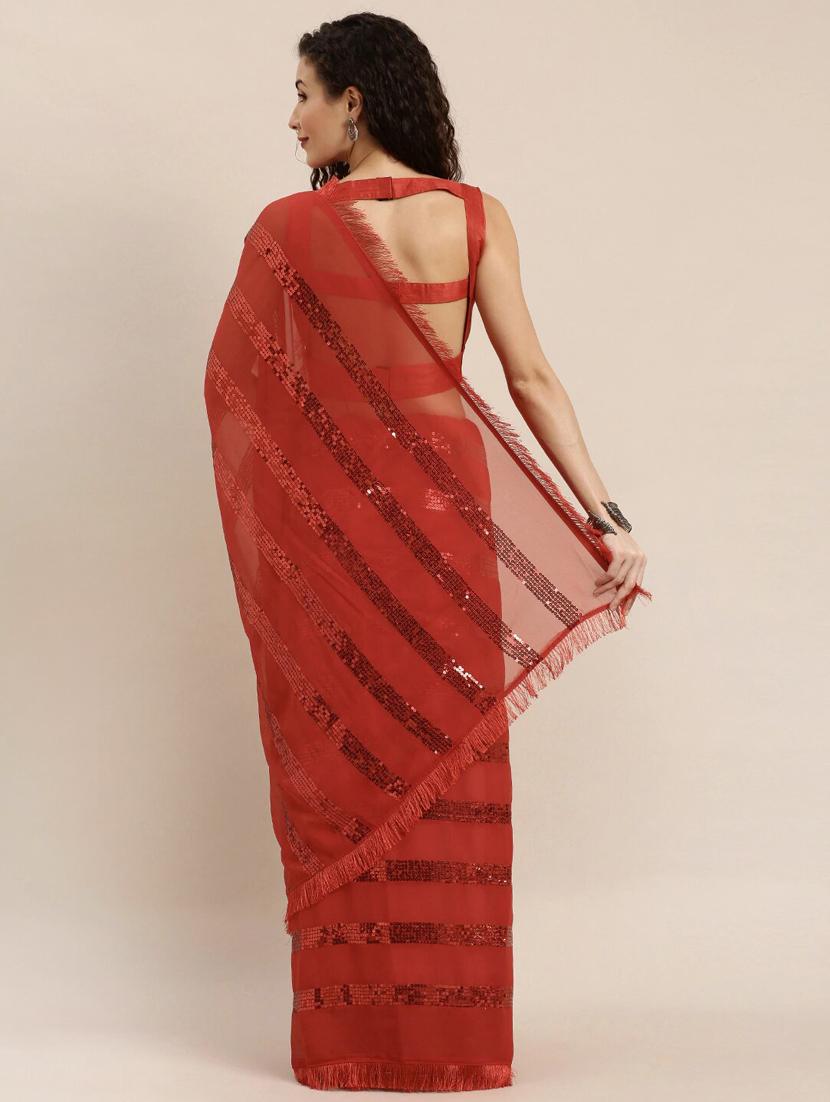 fringes fusion saree with blouse - 17257827 - Zoom Image - 2