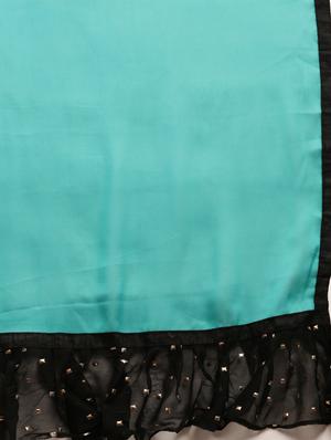 turquoise silk blend bordered saree with blouse - 17257830 - Standard Image - 5