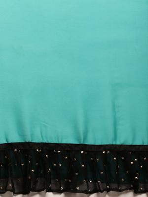 turquoise silk blend bordered saree with blouse - 17257830 - Standard Image - 6