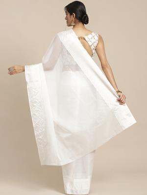 solid plain saree with blouse - 17257839 - Standard Image - 2