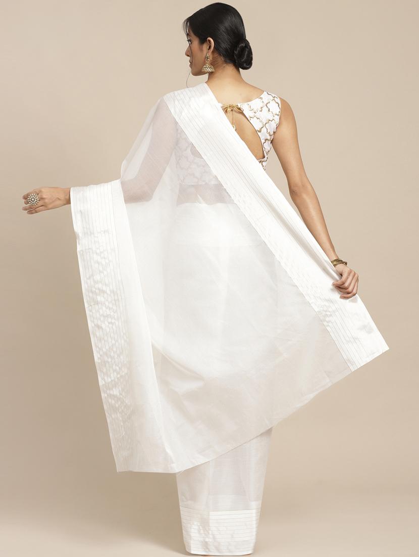 solid plain saree with blouse - 17257839 - Zoom Image - 2
