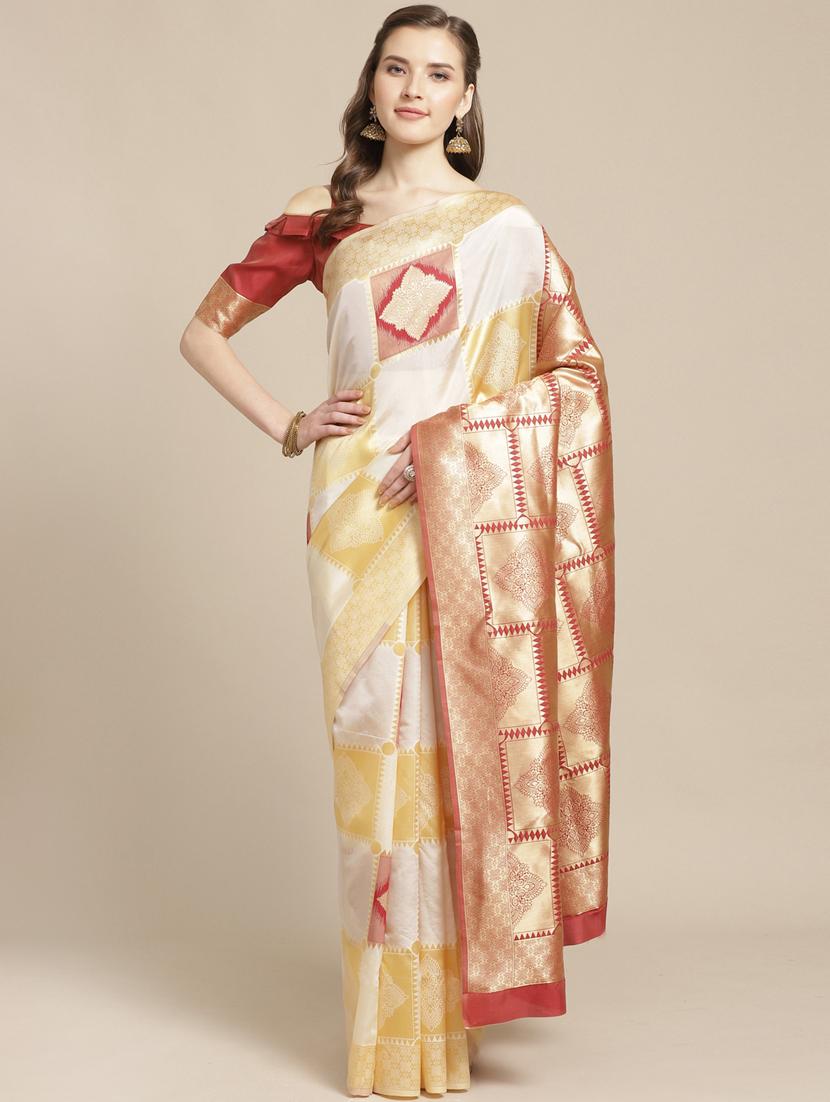 self design kasavu saree with blouse - 17257850 - Zoom Image - 1