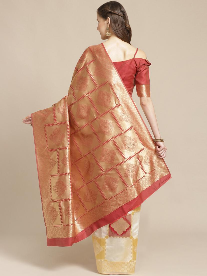 self design kasavu saree with blouse - 17257850 - Zoom Image - 2