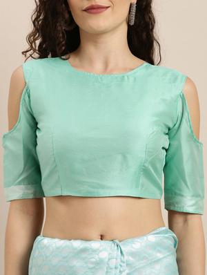 turquoise silk banarasi saree with blouse - 17257894 - Standard Image - 3