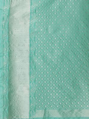 turquoise silk banarasi saree with blouse - 17257894 - Standard Image - 4