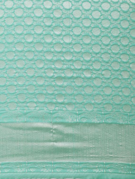 turquoise silk banarasi saree with blouse - 17257894 - Zoom Image - 5