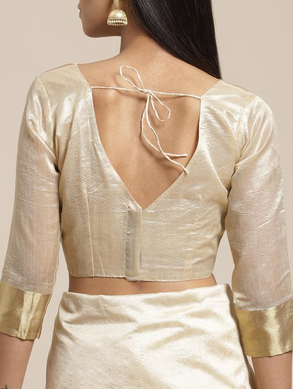 self design banarasi saree with blouse - 17257896 - Zoom Image - 4