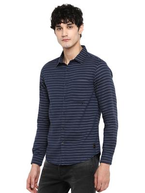 navy blue striped casual shirt - 17257904 - Standard Image - 2