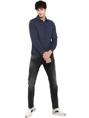 navy blue striped casual shirt - 17257904 - Standard Image - 4