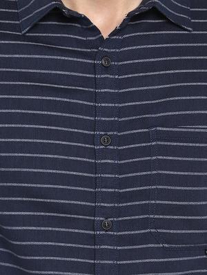 navy blue striped casual shirt - 17257904 - Standard Image - 5