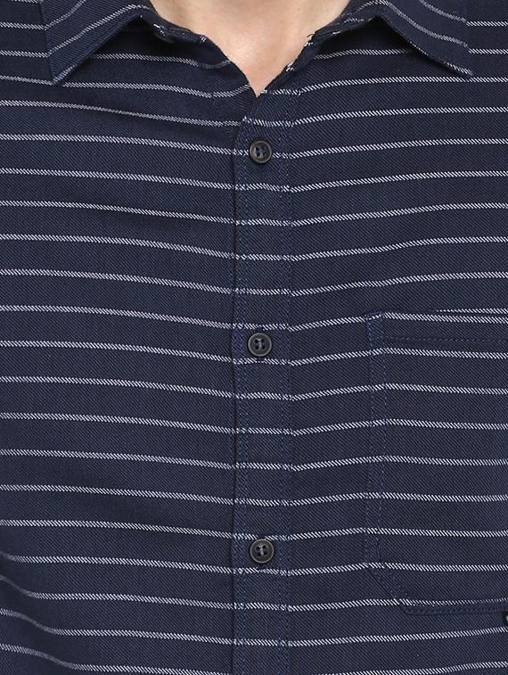 navy blue striped casual shirt - 17257904 - Zoom Image - 5