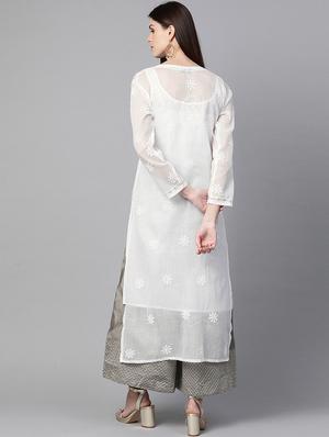 chikankari straight kurta - 17257935 - Standard Image - 3