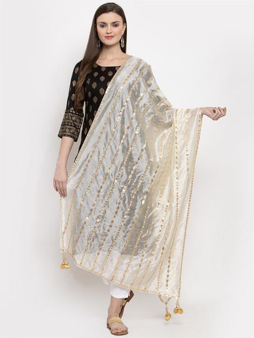 off-white gota work dupatta - 17258028 - Standard Image - 1