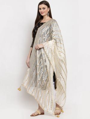 off-white gota work dupatta - 17258028 - Standard Image - 2