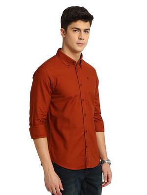 rust solid casual shirt - 17258165 - Standard Image - 2