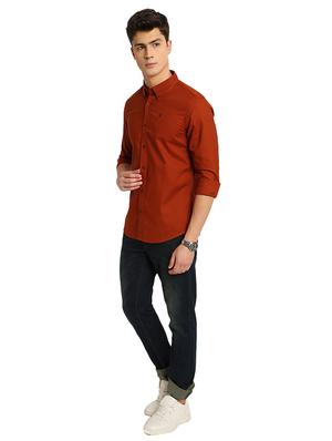 rust solid casual shirt - 17258165 - Standard Image - 4