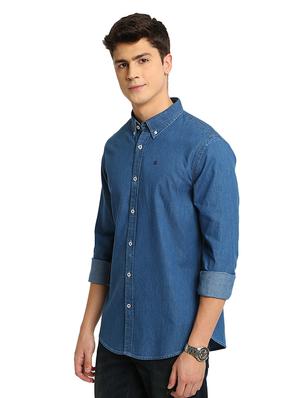 blue solid casual shirt - 17258169 - Standard Image - 2