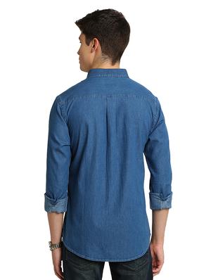 blue solid casual shirt - 17258169 - Standard Image - 3