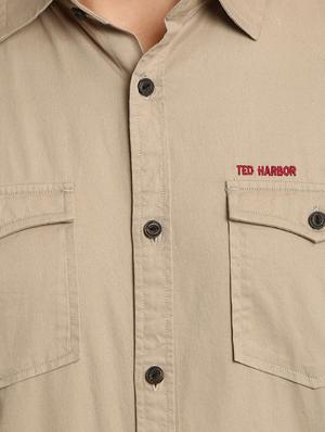 beige solid casual shirt - 17258180 - Standard Image - 5