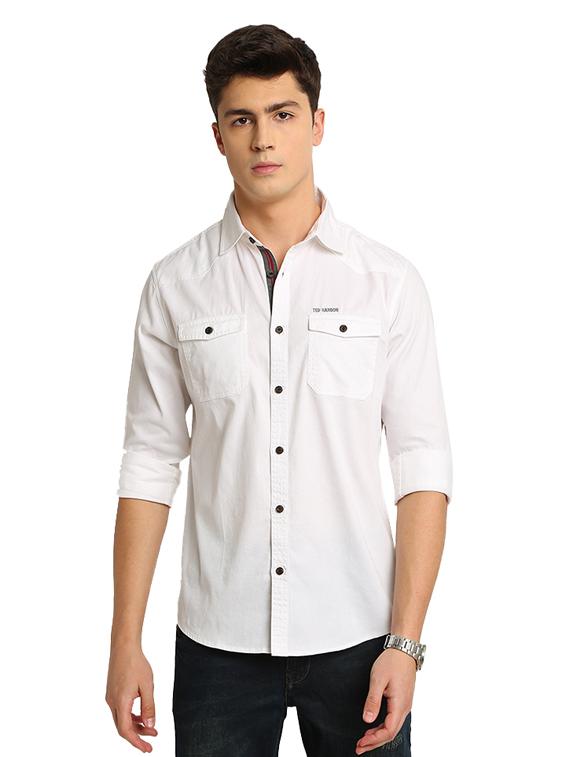 white solid casual shirt - 17258184 - Zoom Image - 1