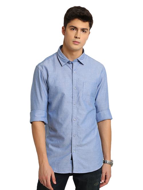 blue solid casual shirt - 17258188 - Standard Image - 1
