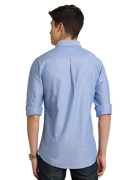 blue solid casual shirt - 17258188 - Zoom Image - 3