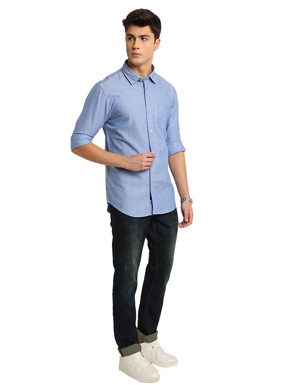 blue solid casual shirt - 17258188 - Zoom Image - 4