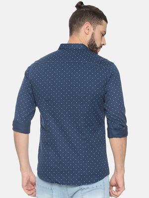 navy blue printed casual shirt - 17258301 - Standard Image - 3