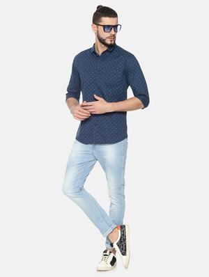 navy blue printed casual shirt - 17258301 - Standard Image - 4