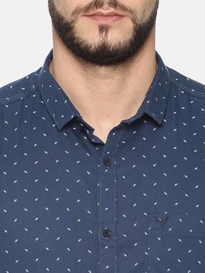 navy blue printed casual shirt - 17258301 - Standard Image - 5