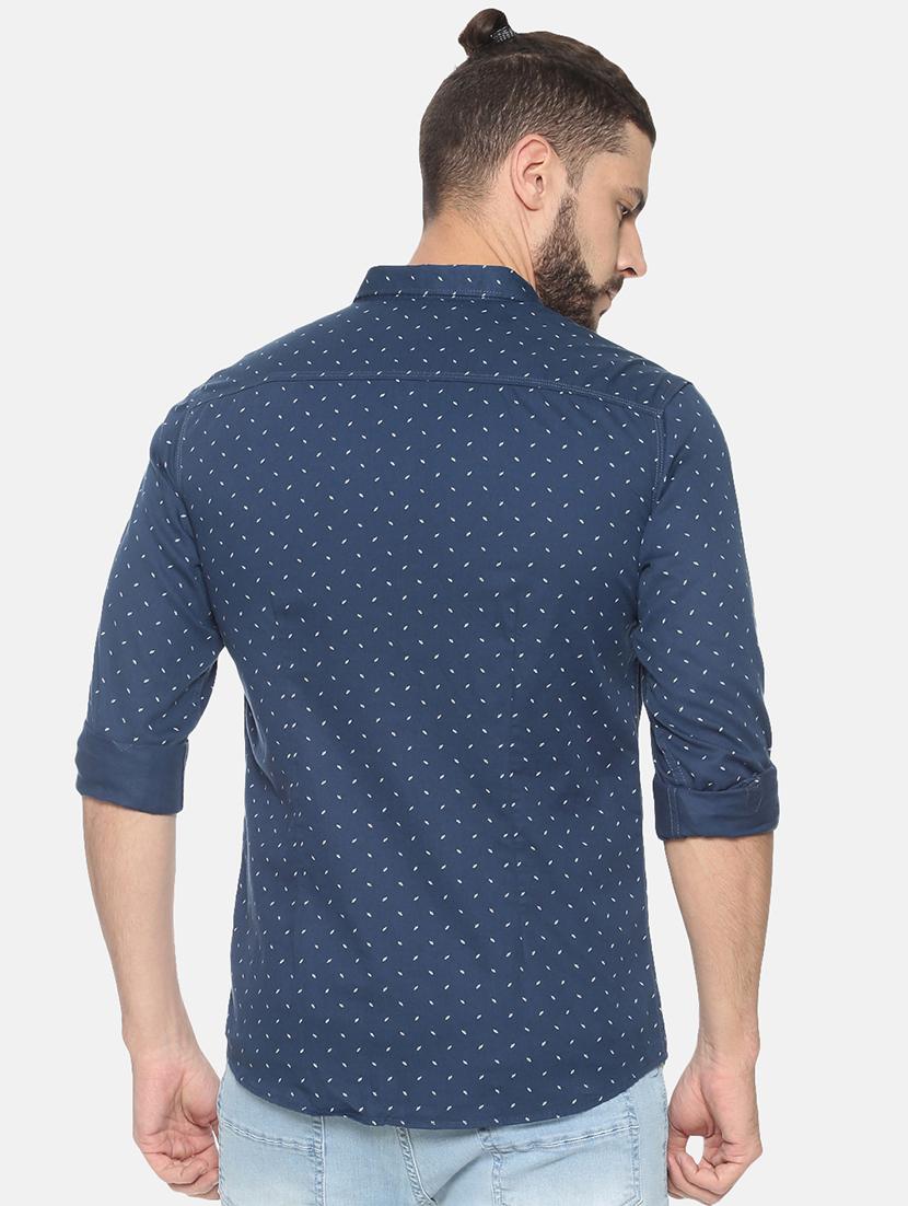 navy blue printed casual shirt - 17258301 - Zoom Image - 3
