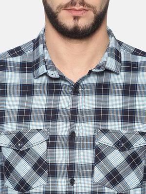 blue checkered casual shirt - 17258303 - Standard Image - 5