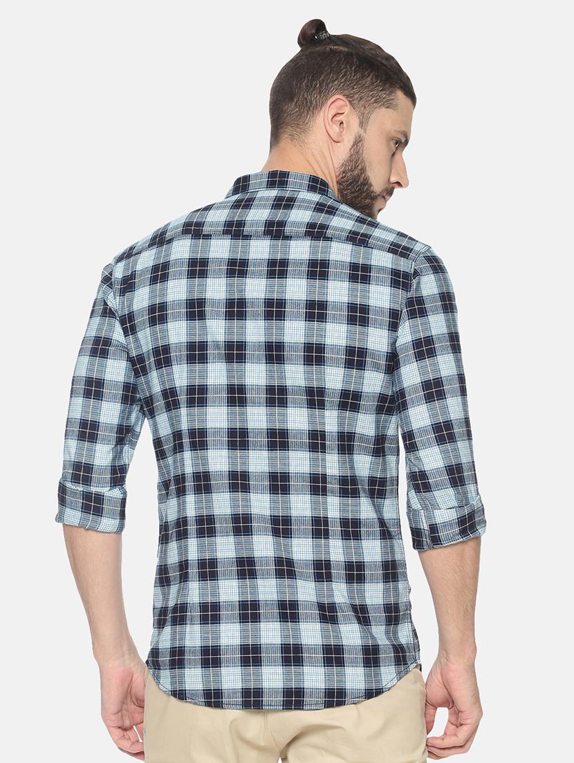 blue checkered casual shirt - 17258303 - Zoom Image - 3