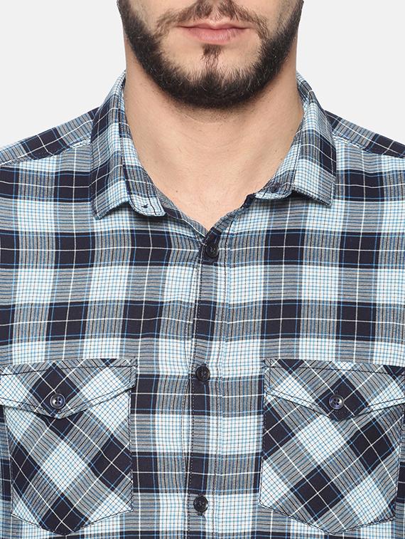 blue checkered casual shirt - 17258303 - Zoom Image - 5
