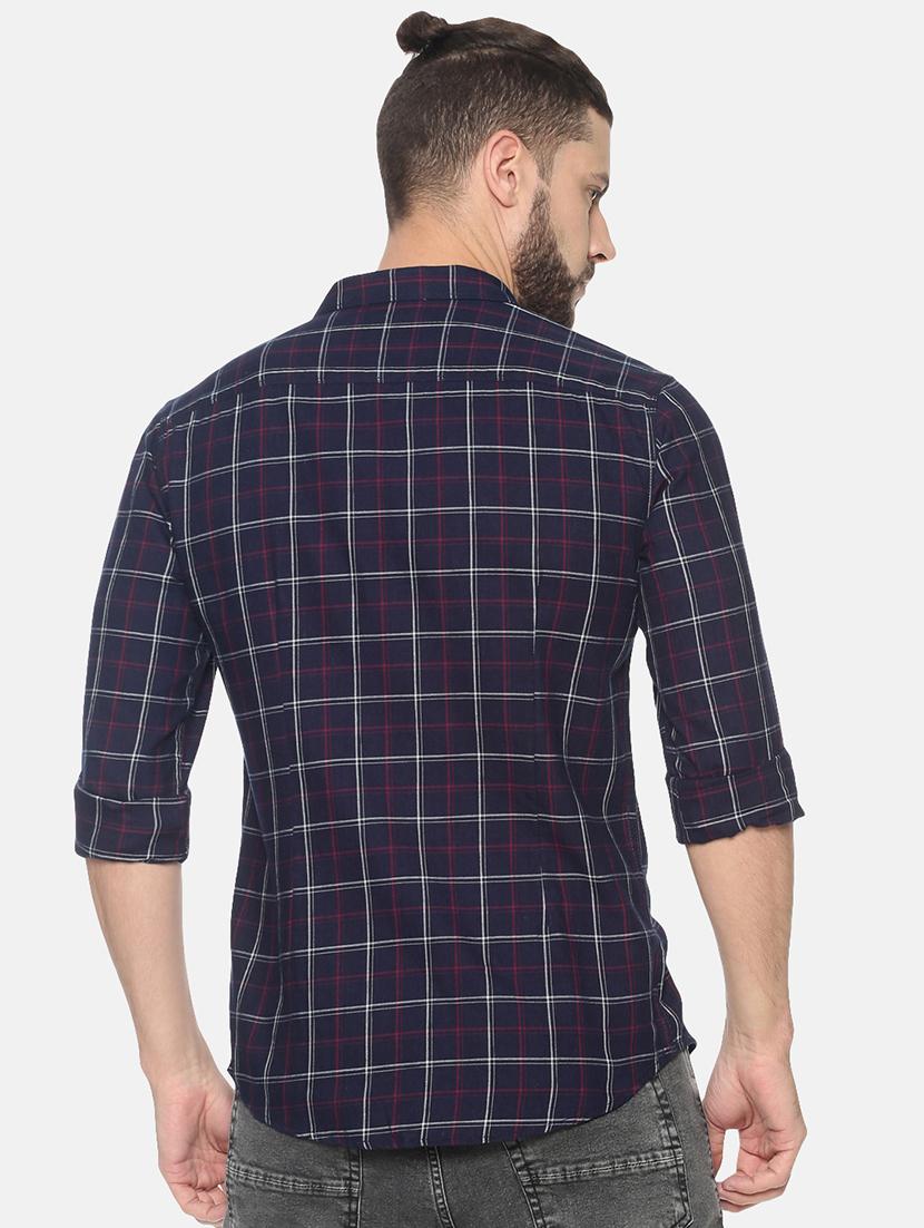navy blue checkered casual shirt - 17258304 - Zoom Image - 3